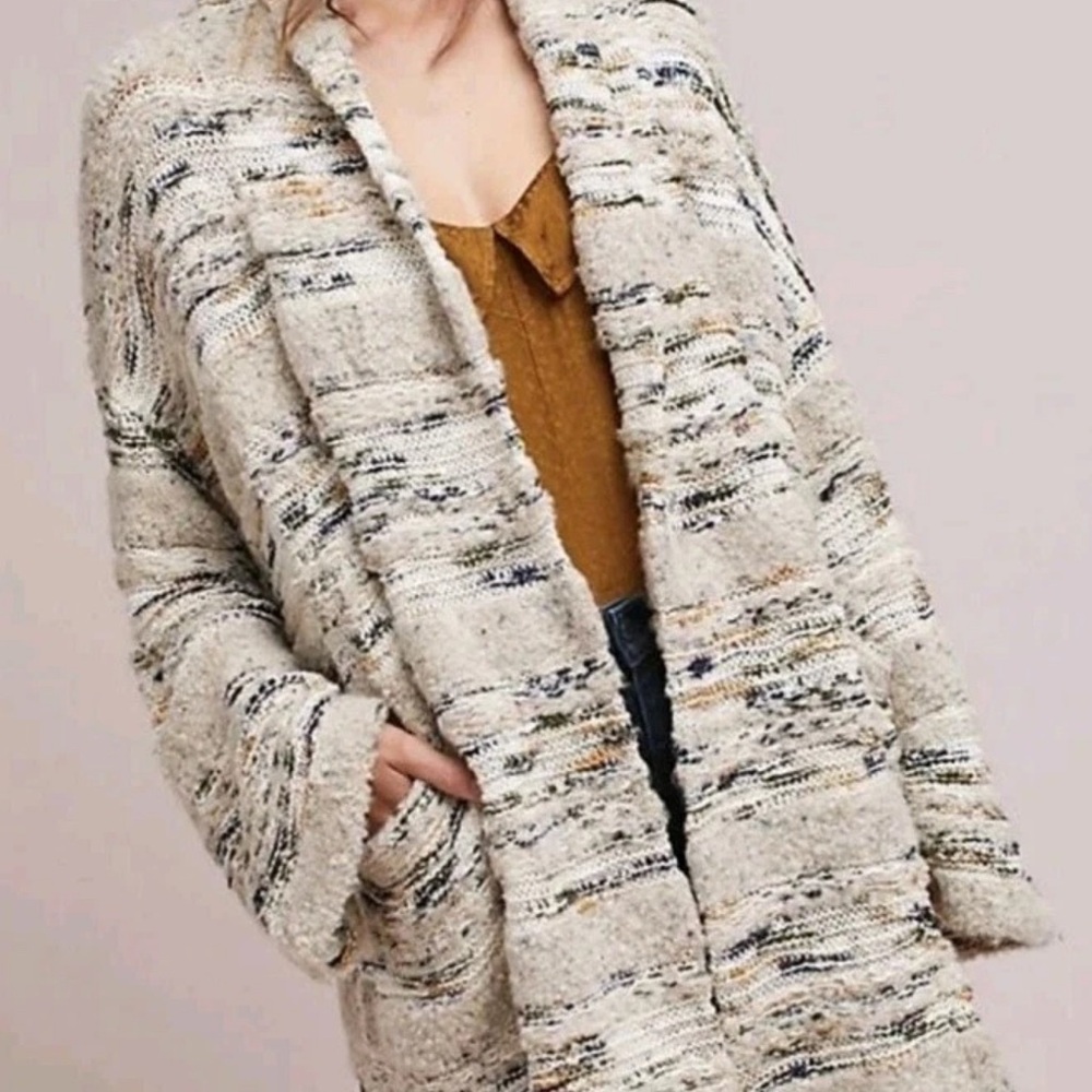 Anthropologie MOTH: Wool Blend Cardigan - Cream and Gray